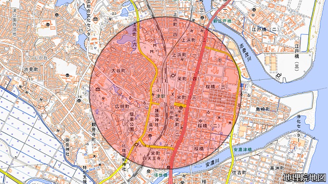 津駅周辺図