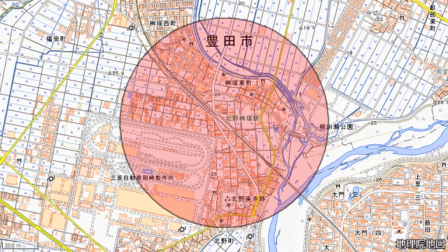 北野桝塚駅周辺図